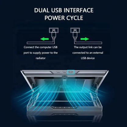 Adjustable 11–17.3" Laptop Cooling Pad - Foldable Metal Cooler with USB Fan