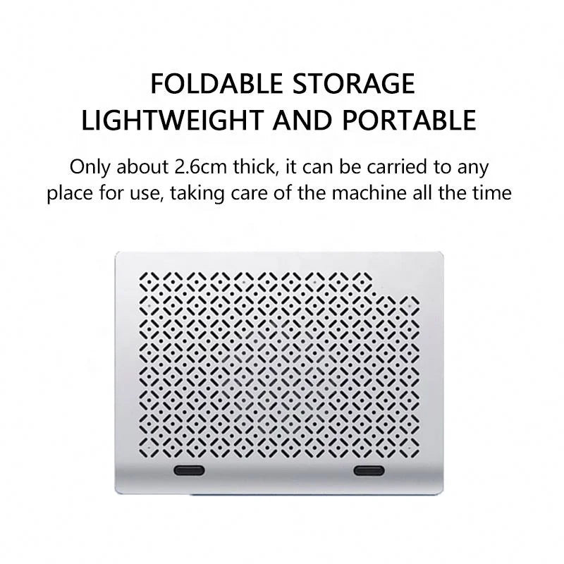 Adjustable 11–17.3" Laptop Cooling Pad - Foldable Metal Cooler with USB Fan